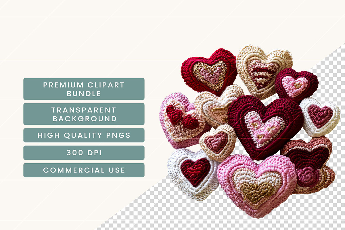 Valentine Faux Yarn Crochet Clipart, a Seasonal Illustration by BusyDaydesign (Photo 7 of 9)