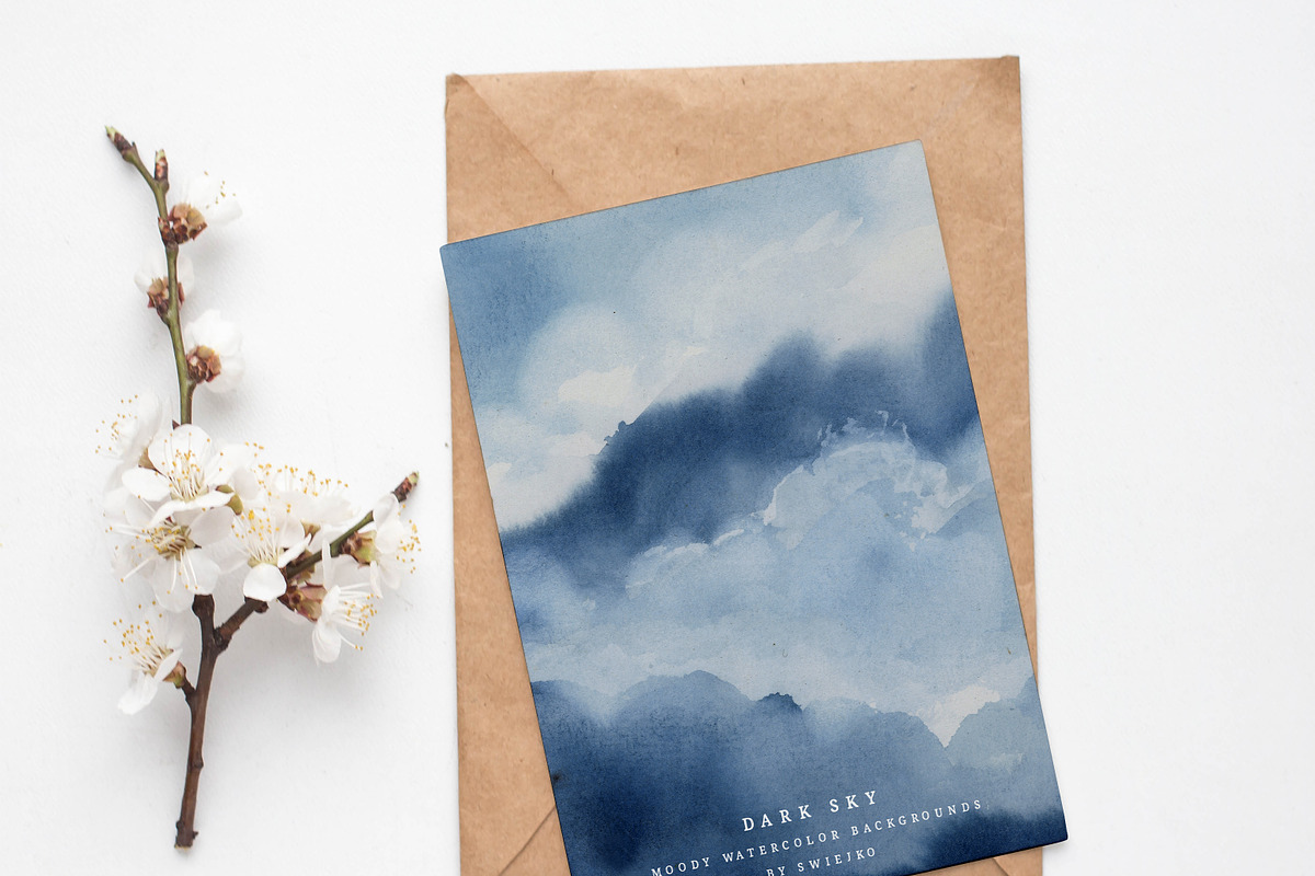 Dark Sky watercolor background, a Background Graphic by swiejko (Photo 4 of 7)