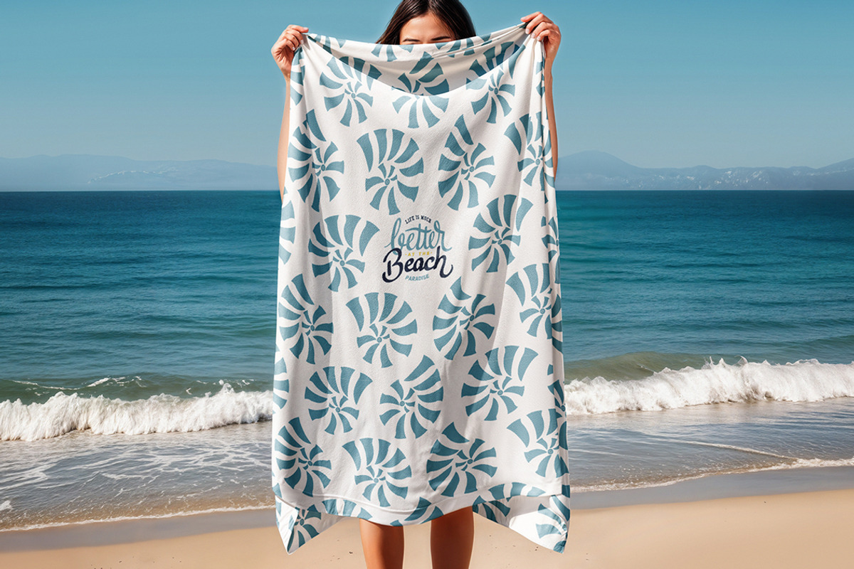 Woman Holding Beach Towel Mockup, a Product Mockup by rebrandy (Photo 4 of 7)