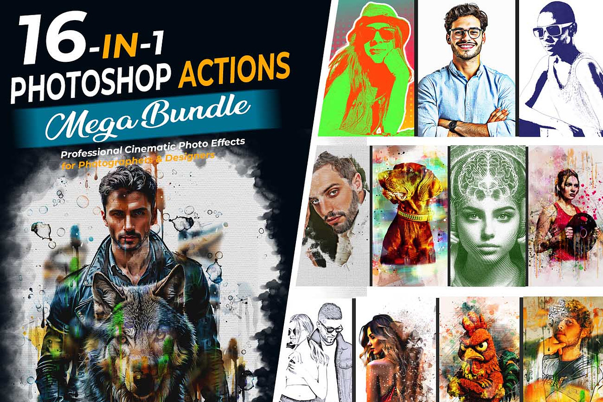 16-in-1 Photoshop Action Mega Bundle, an Action Add-On by Studio Retouch (Photo 1 of 49)