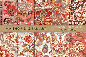 Crimson Red Indian Seamless Patterns