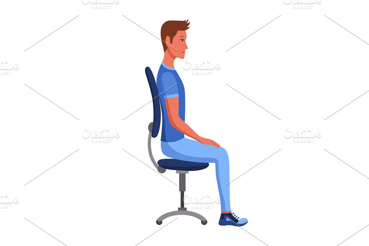 Incorrect back sitting, a Person Illustration by Things for designers