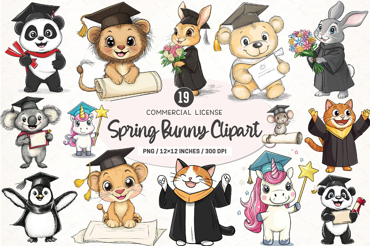 Cute Graduation Clipart, an Illustration by designhome (Photo 1 of 4)