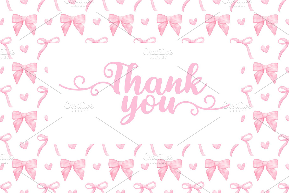 Pink Bows & Hearts Seamless Pattern, a Decorative Illustration by Stellalunarts (Photo 4 of 4)