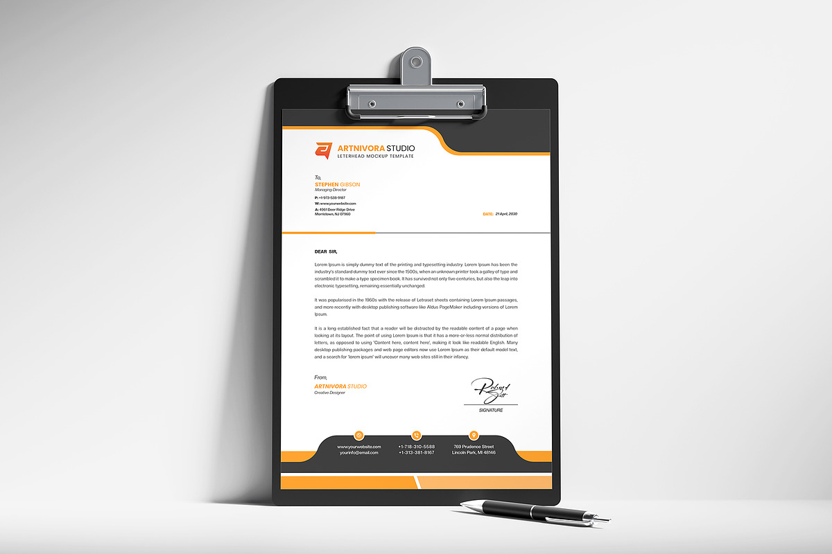Letterhead on Metal Clipboard Mockup, an Advertising Mockup by Artnivora.Std (Photo 2 of 4)