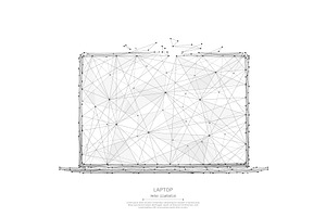 Laptop Low Poly Black On White