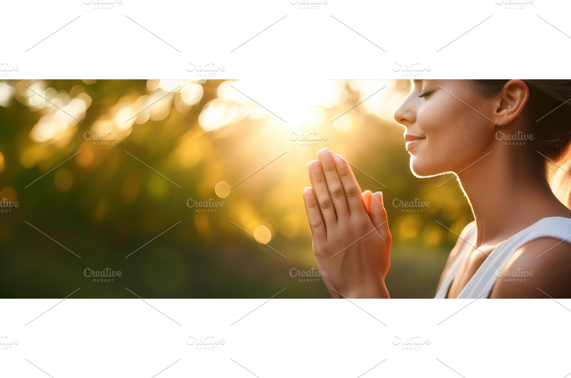 A woman peacefully praying outdoors, a Nature Photo by Igor Tichonow