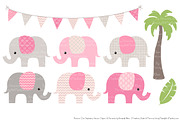 Elephants Clipart & Patterns in Pink, an Illustration by Amanda Ilkov (Thumbnail 2 of 4)