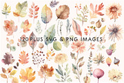 Autumn Flowers Watercolor SVG Images, a Seasonal Illustration by Image Design (Thumbnail 3 of 4)