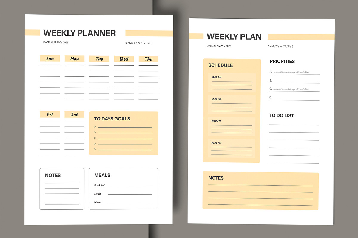 Weekly Planner Template, a Stationery Template by MightyDesign (Photo 3 of 6)