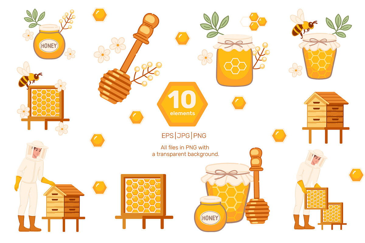 Honey vector set, a Food Illustration by Alfmaler (Photo 3 of 8)
