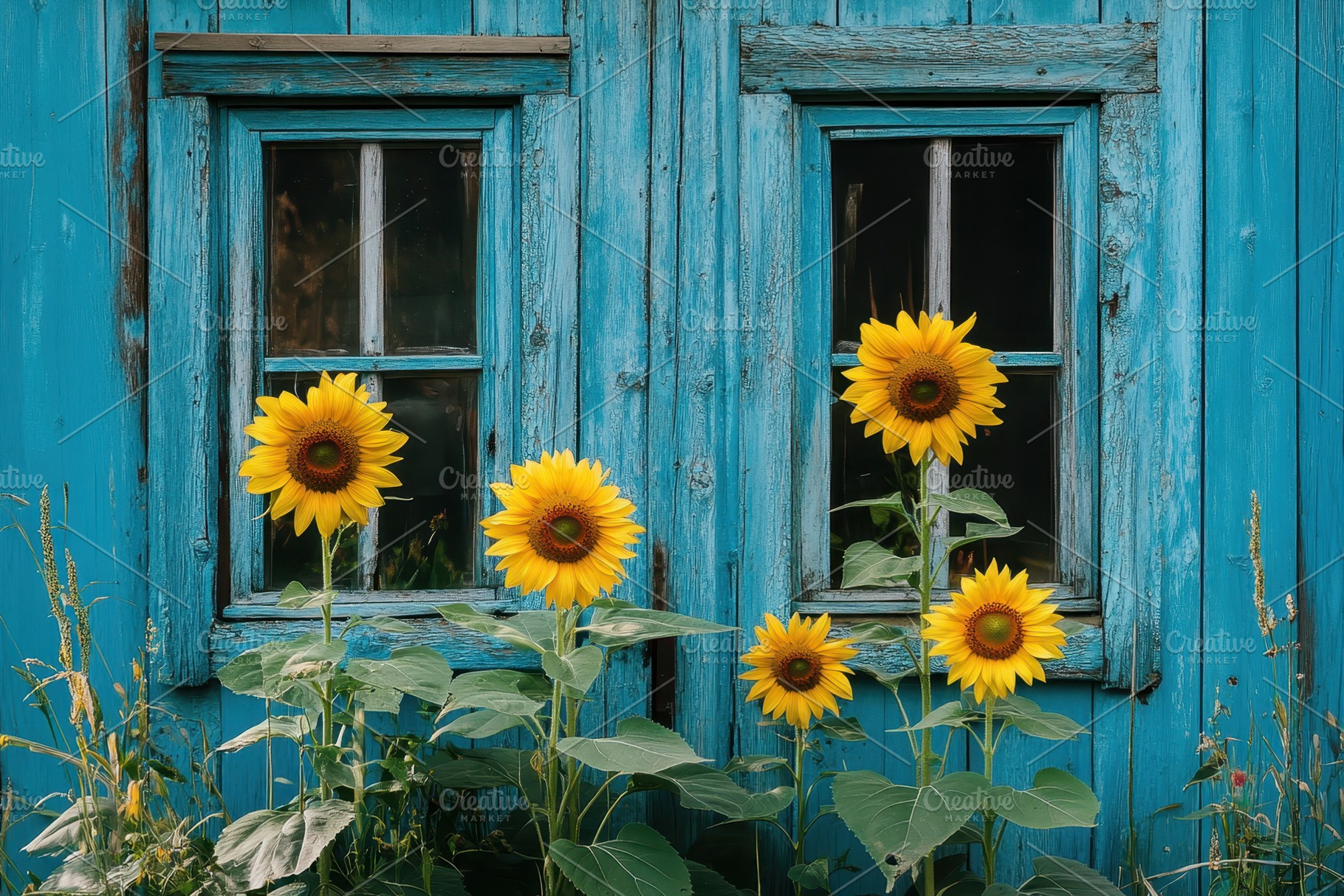 Sunflowers bloom vibrantly in front, a Photo by Iftikhar Alam