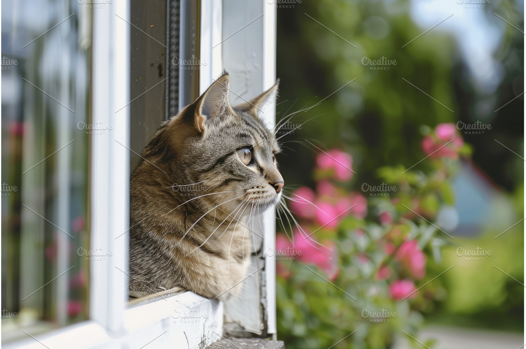 cat sitting on window sill, an Animal Photo by Neirfy