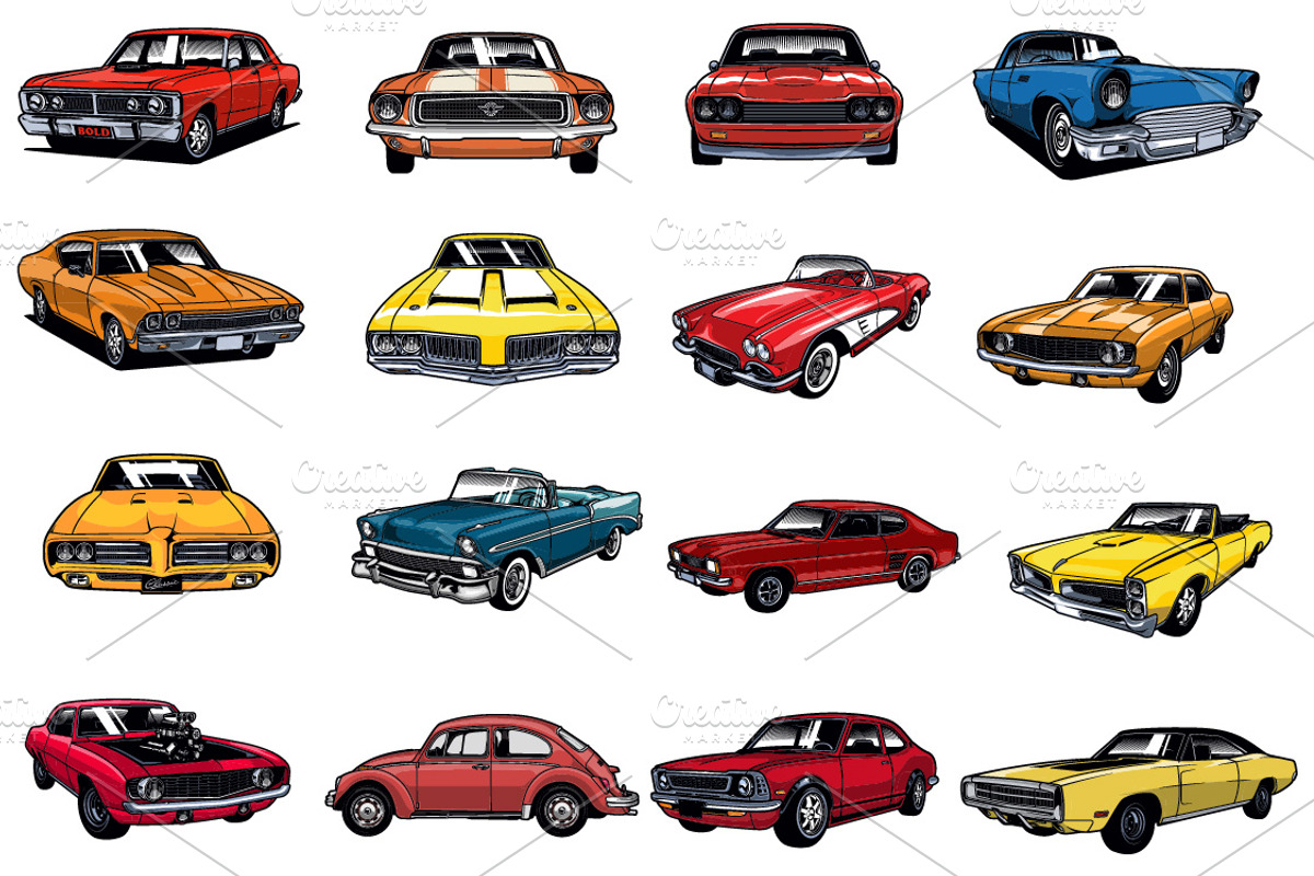 Classic Car Vector Pack vol 2, a Transportation Illustration by The BolzStudio (Photo 5 of 10)