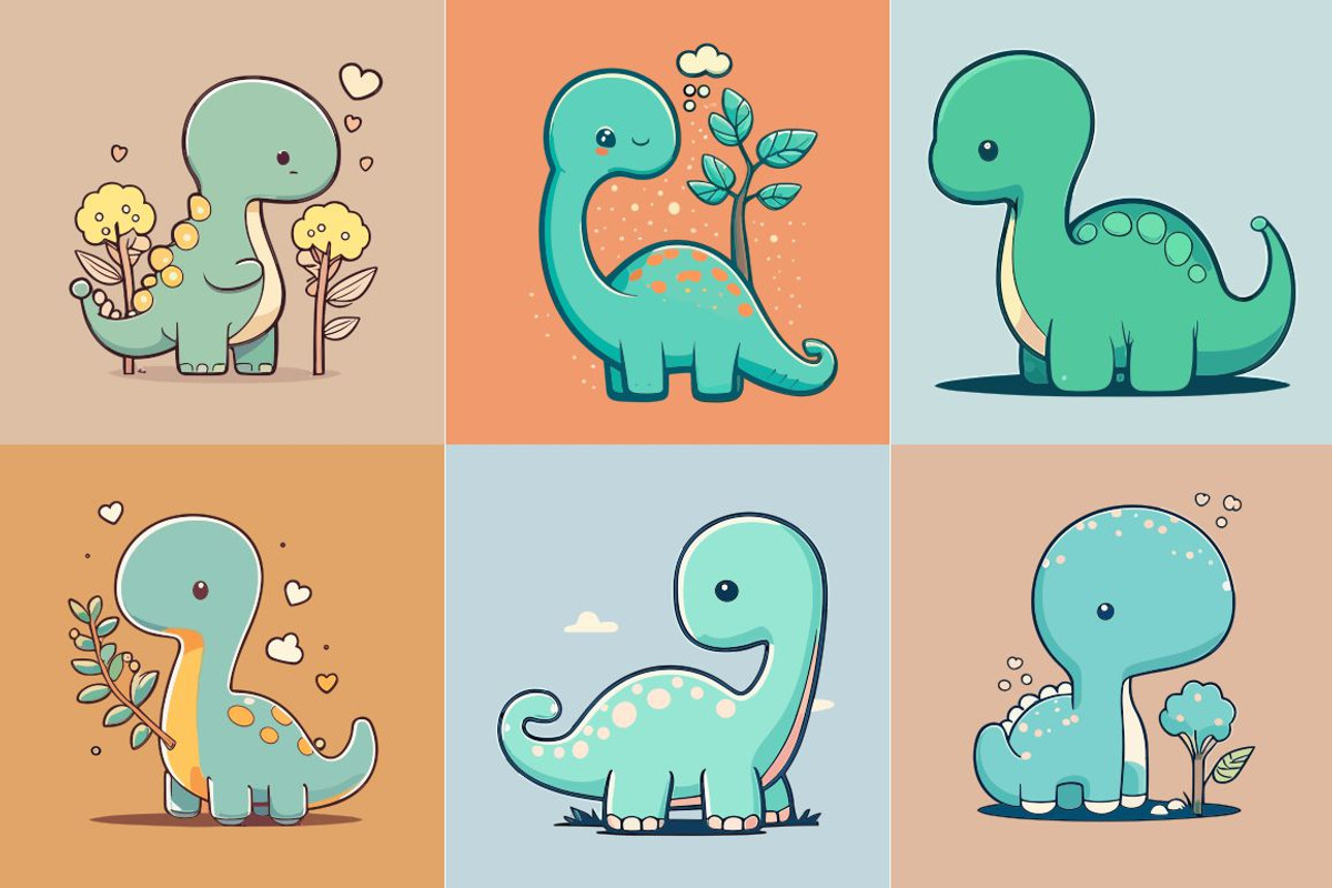 Cute cartoon dinosaur with leaves, an Animal Illustration by Zoya Miller (Photo 3 of 3)
