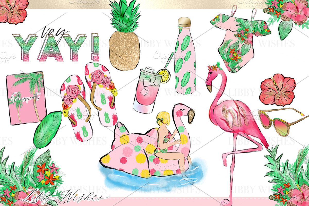 Palm Springs Tropical Clipart, an Animal Illustration by Libby Wishes (Photo 2 of 19)