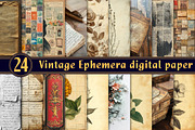 Vintage Ephemera digital paper, an Illustration by CreationArt (Thumbnail 1 of 5)