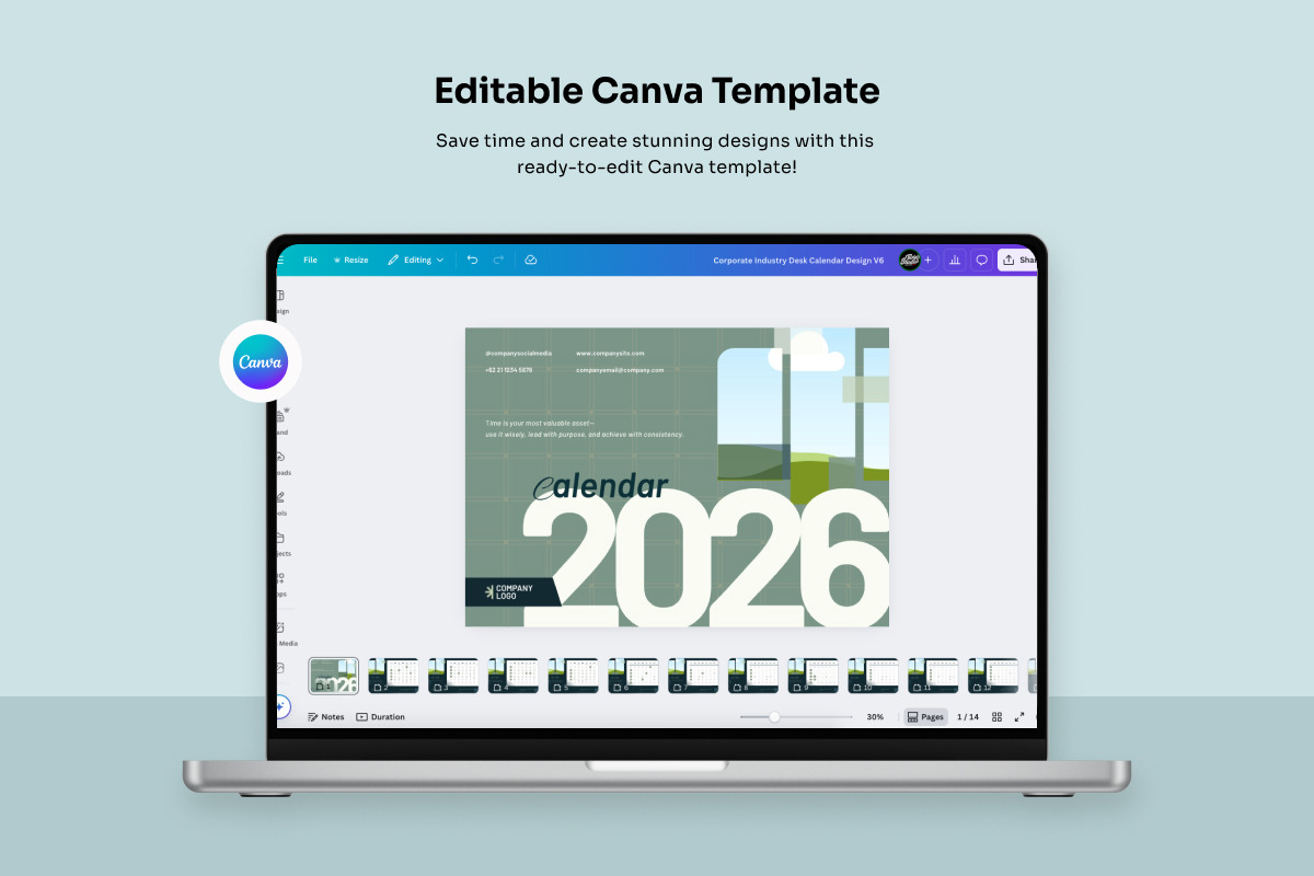 Clean Corporate Desk Calendar preview 3