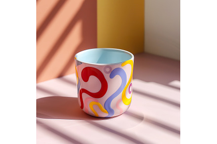 Colorful patterned cup on pink, an Arts & Entertainment Photo by Lermont51