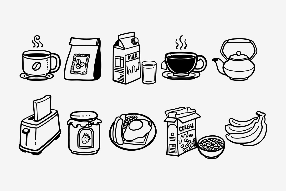 Morning Routine Doodle Illustration, an Object Graphic by SLAB! Design (Photo 2 of 3)