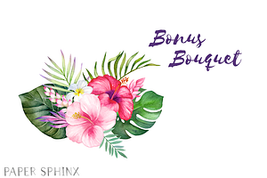 Watercolor Tropical Flowers Clipart