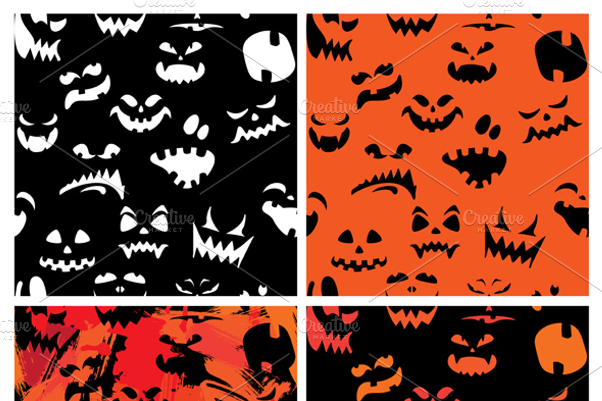 Set of 4 Halloween seamless patterns preview 2
