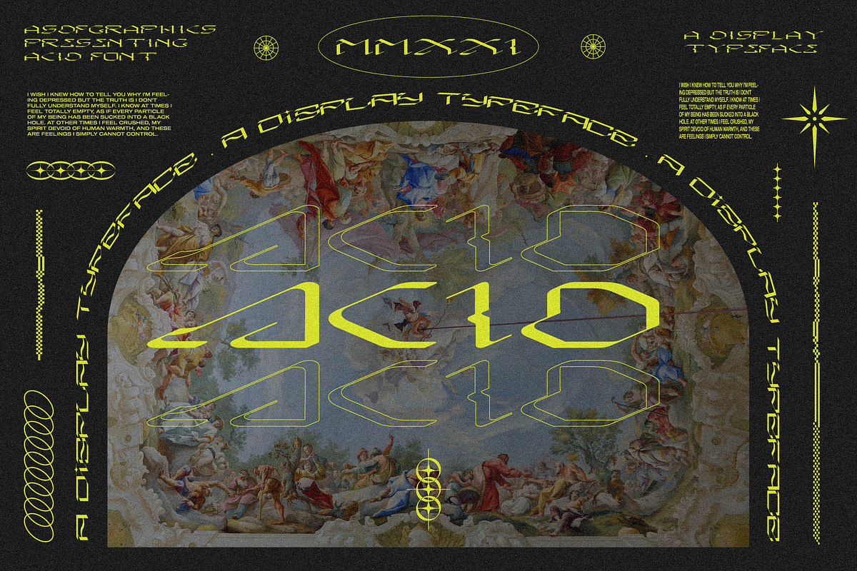 ACID FONT - ACID GRAPHICS TYPOGRAPHY, a Blackletter Font by ASDF Graphics (Photo 1 of 4)