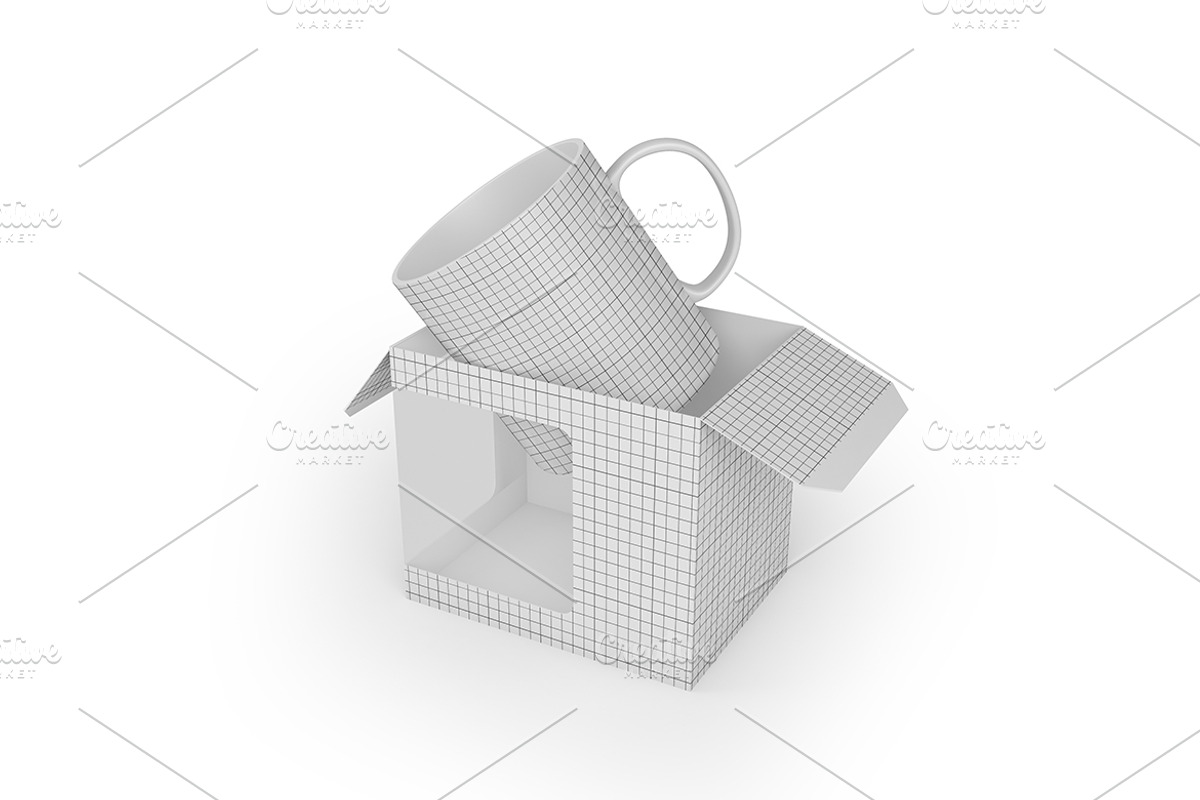 Mug Box mockup, a Cups & Container Mockup by Qaleb Studio