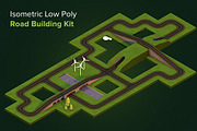 Isometric Low Poly Road Building Kit, a Graphic by Alex Oda (Thumbnail 1 of 2)