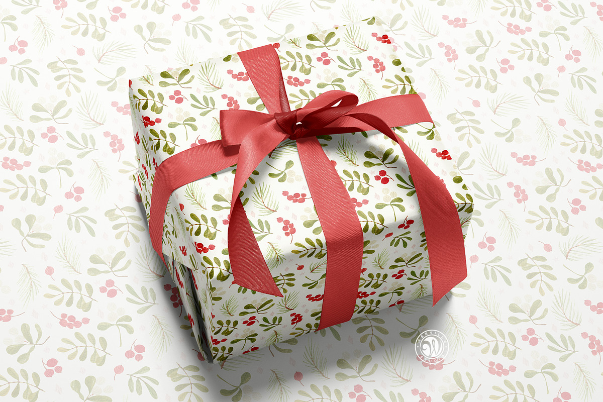 Christmas Watercolor Pattern, a Pattern Graphic by Webvilla Studio (Photo 2 of 5)