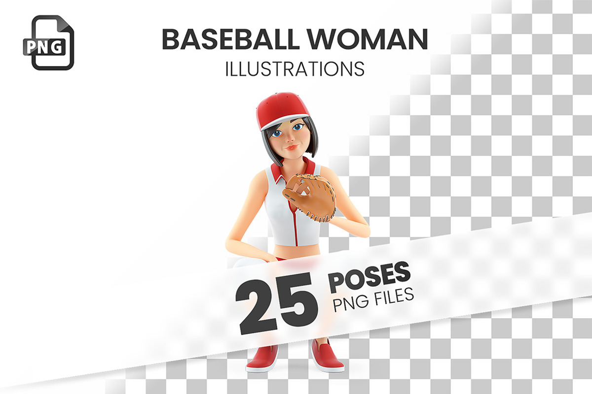 Baseball Woman – Set of 25 Poses, a Person Illustration by 3DMask (Photo 1 of 5)