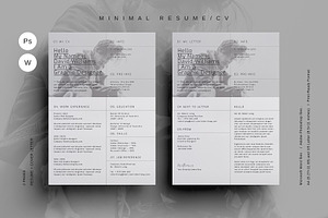 Minimal Resume/CV, a Resume Template by Designsoul14