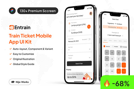 Entrain - Train Ticket Mobile App UI