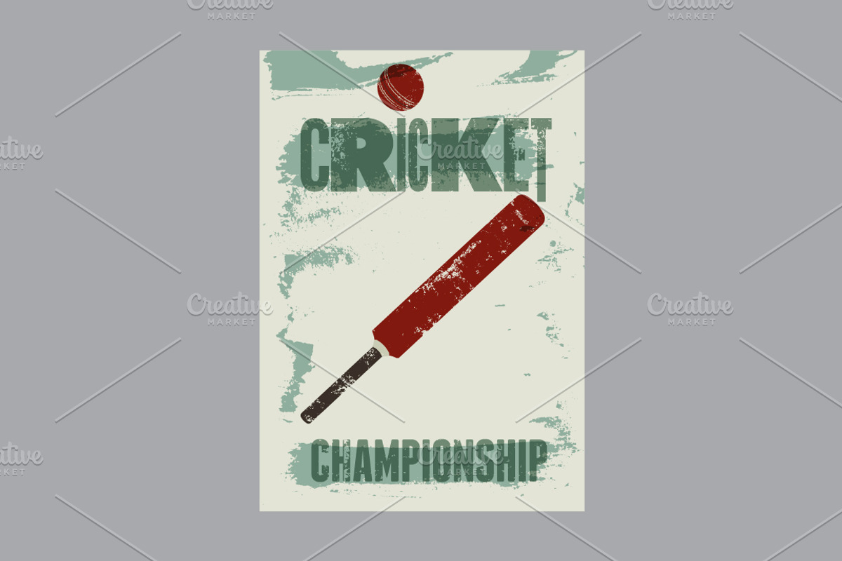 Cricket vintage vector poster set., a Sport Illustration by PoPaShop (Photo 6 of 9)