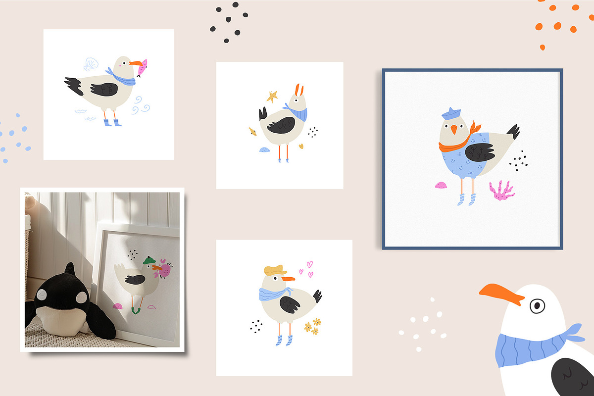 Funny Seagulls - Hand Drawn Set, an Animal Illustration by danceyourlife (Photo 6 of 7)