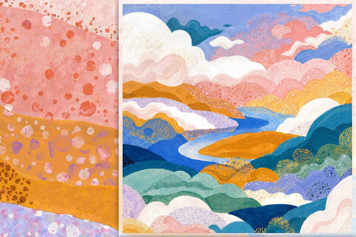 Colorful Cloudy Landscape, a Decorative Illustration by yahu88studio (Photo 9 of 10)