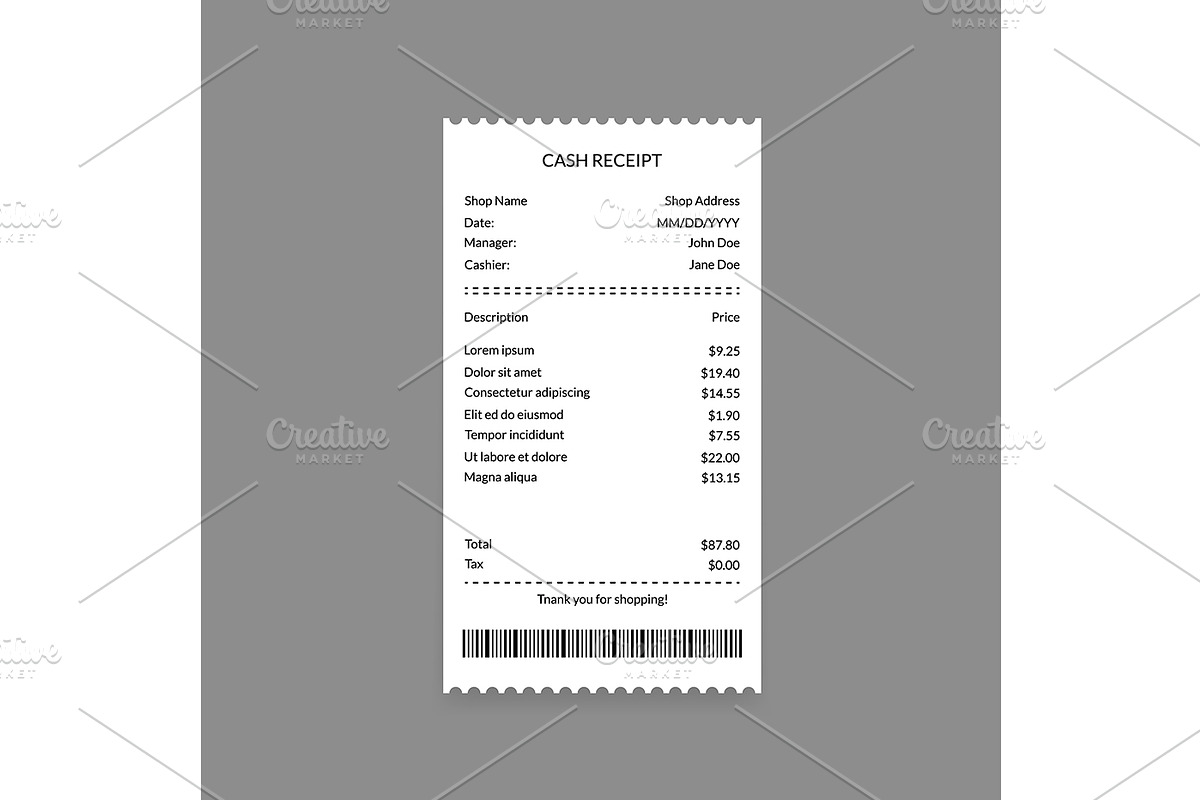 Cash Register Receipts Set. Vector, an Object Graphic by Bigmouse_art (Photo 2 of 5)