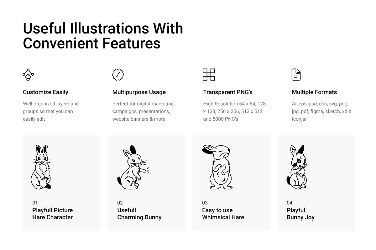 Bunny Drawing Icons, an Outline Icon by Prosymbols (Photo 2 of 5)