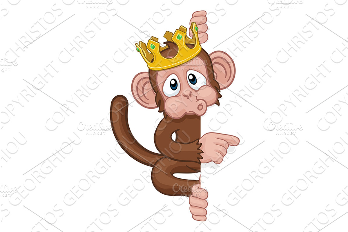 Monkey King Crown Cartoon Animal, an Animal Illustration by Christos Georghiou