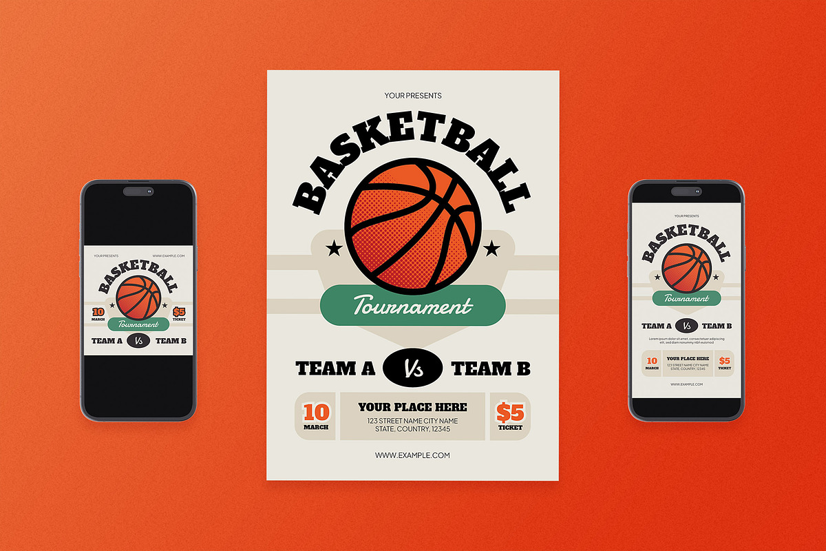 Basketball Tournament Flyer Set, a Flyer Template by Aiyari Graphic (Photo 1 of 3)