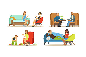 People Visiting Female Psychologist, a Person Illustration by TopVectors