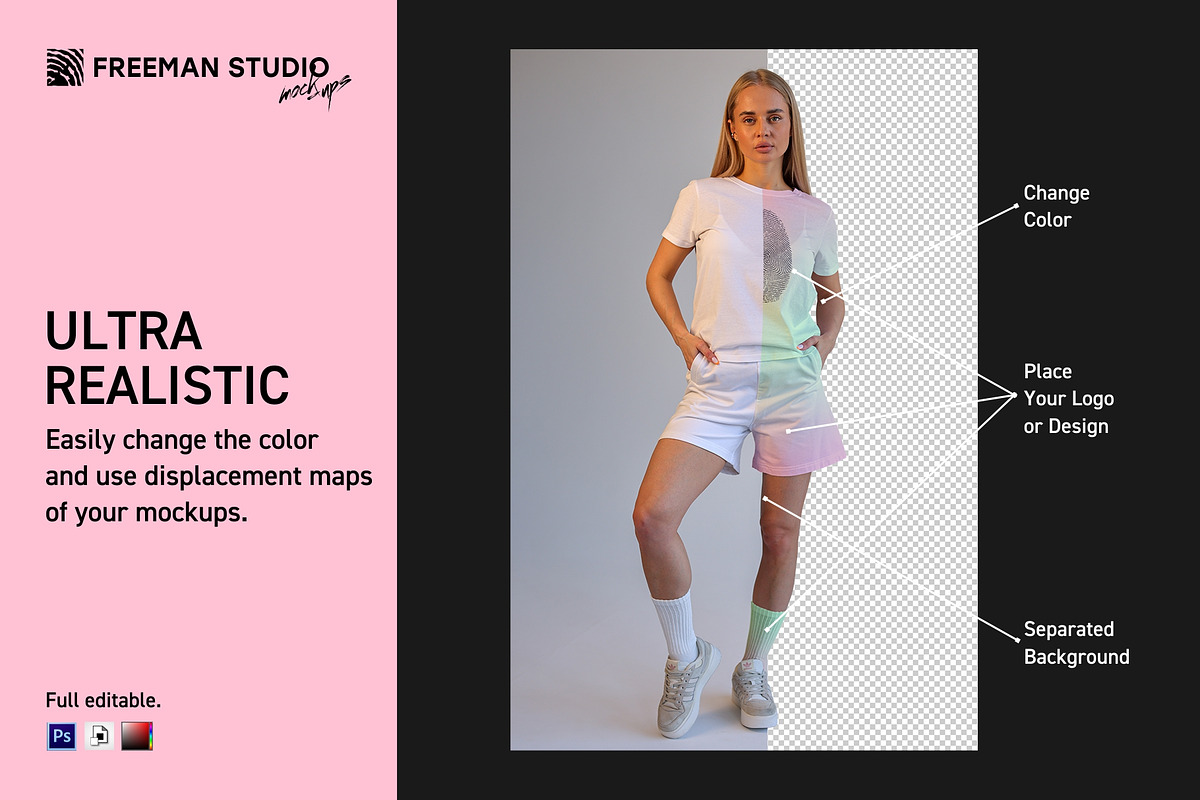 Shorts and T-Shirt Mockup, a Bottom Mockup by Freeman Studio (Photo 5 of 16)
