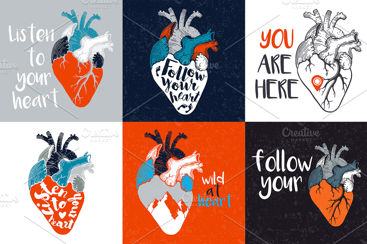 Anatomical hearts & quotes, a Texture Illustration by Librebird (Photo 3 of 8)