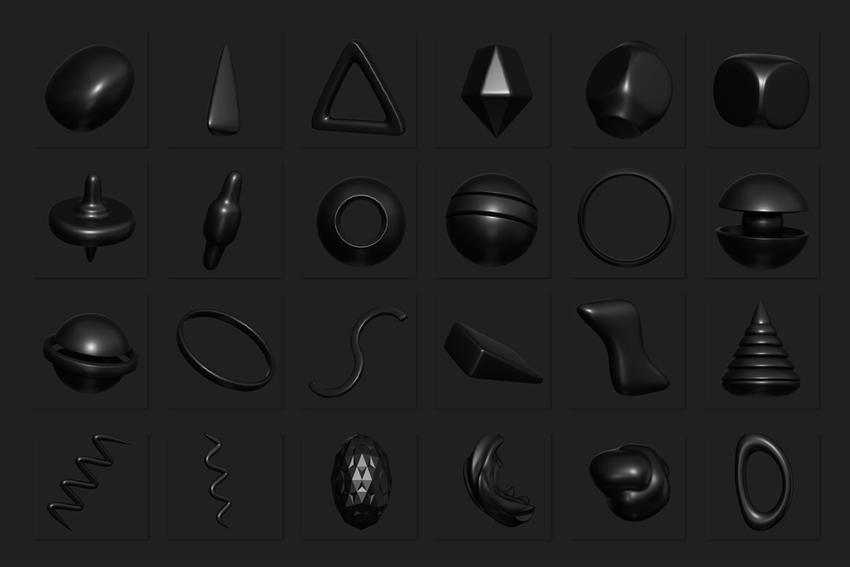 240 Black Abstract 3D Shapes, an Object Graphic by Cursedesign (Photo 6 of 6)