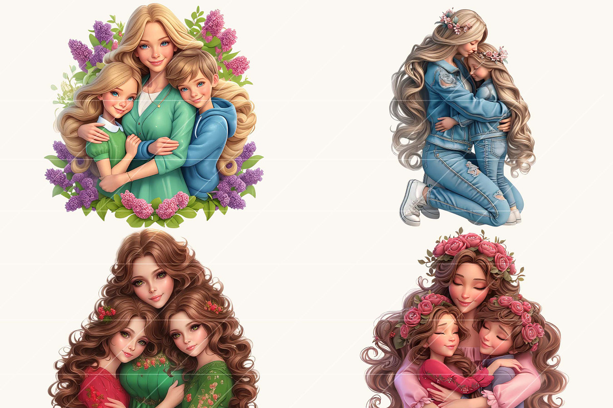 Mom and Daughter Clipart Bundle, a Person Illustration by Design Scotch (Photo 5 of 7)