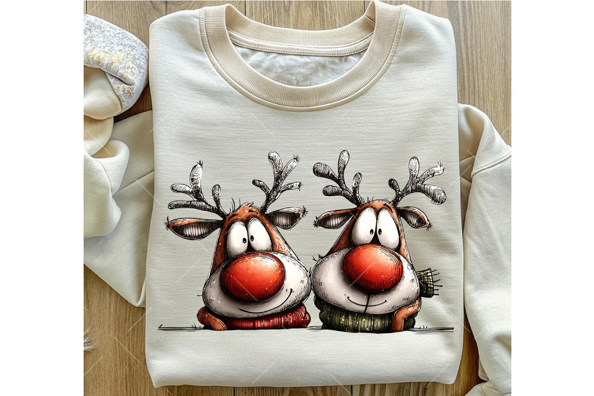 Christmas Funny Reindeer Clipart, an Illustration by OK Design (Photo 6 of 6)