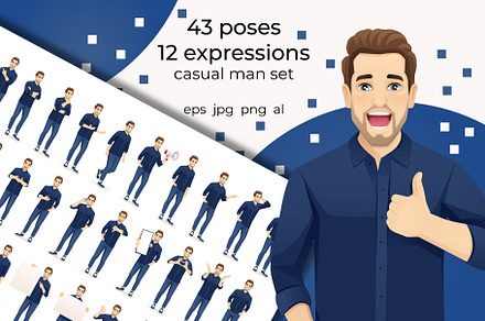 Casual young handsome man collection, a Person Illustration by Volha Hlinskaya