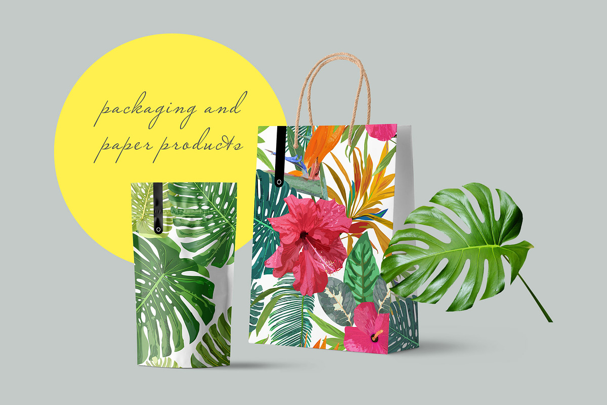 Tropical leaves and flowers, an Illustration by Julycolor (Photo 3 of 10)