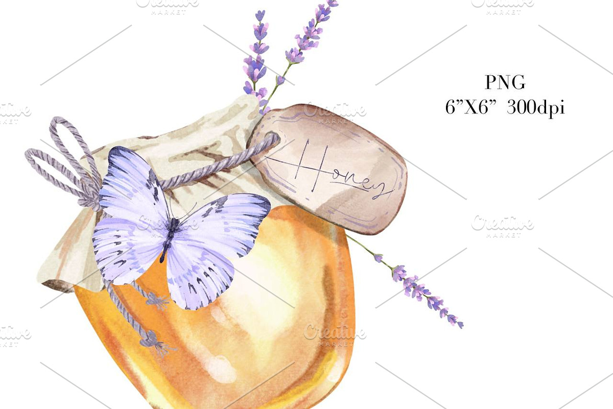Watercolor Honey Clipart. Bee., a Food Illustration by NKTKNS (Photo 7 of 8)