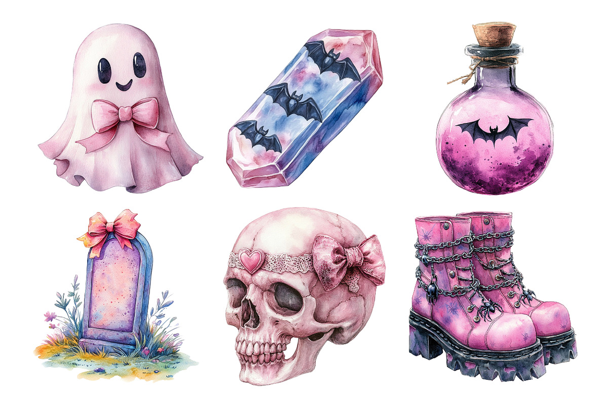 Pink Pastel Goth Halloween, an Illustration by Daily.Designs (Photo 3 of 4)